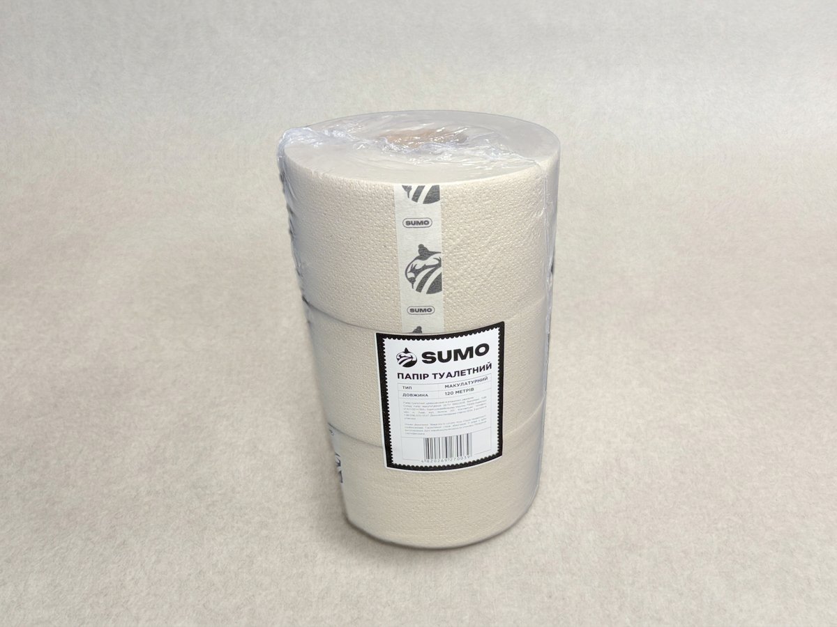 Папір туалетний макулатурний (джамбо) SUMO, 3 × 120 м